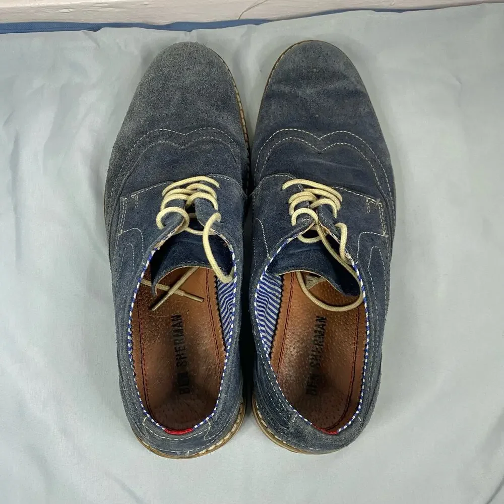 Ben Sherman Blue Suede Oxford Shoes Mens Size 9.5